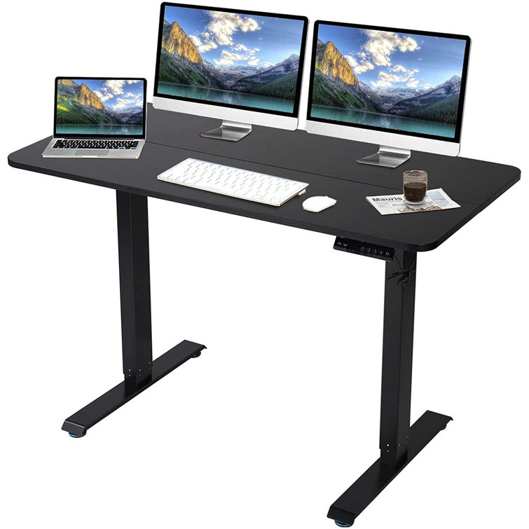Inbox Zero Electric Height Adjustable Standing Desk, Large Sit Stand Up